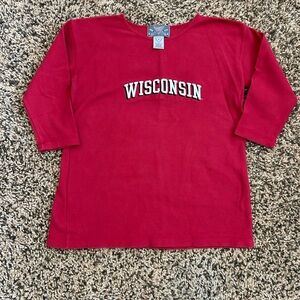 Wisconsin Red 3/4 sleeve top. Size S.